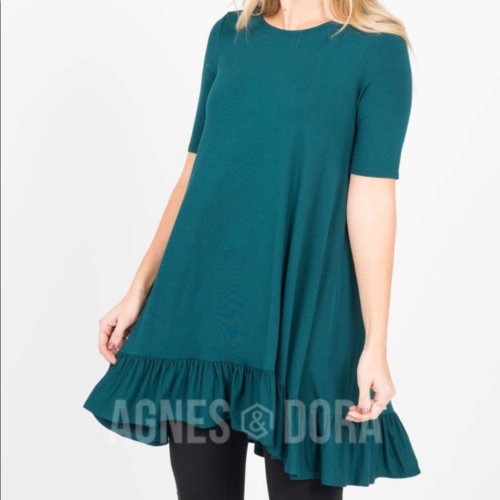 Agnes & Dora NWT Teal Ruffle Tunic Sz XSmall 0-2